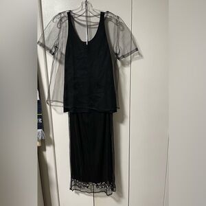 Tova Celine Black Sheer Overlay Skirt Set
